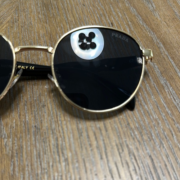 Prada Gold and Black Round Sunglasses - Picture 2 of 7